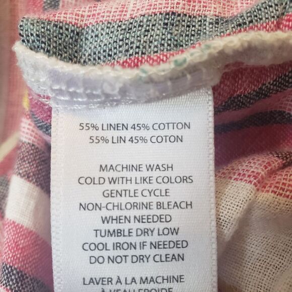 BEACHLUNCHLOUNGE Linen-Blend Striped Knot Front Button Down Shirt XS - Picture 4 of 6